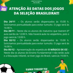 Atenção às datas dos jogos da Seleção Brasileira