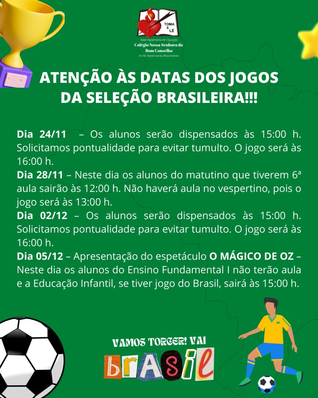 Comunicado - expediente nos jogos do Brasil na Copa/2022 - ESDM - Escola  Superior de Direito Municipal